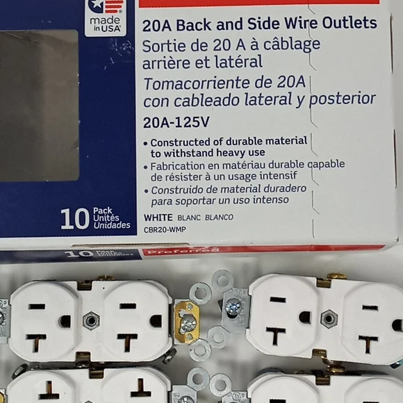 Leviton Back & Side Wire Outlets 20 A-125 V Set of 11 - Picture 4 of 8